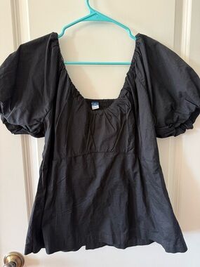 Old Navy Black Puff-Sleeve Square-Neck Tunic